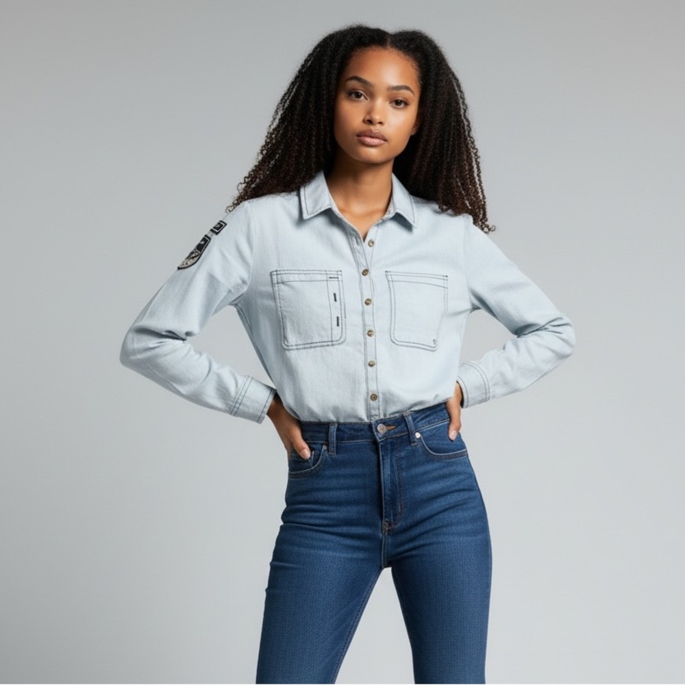 Anthropologie Pilcro Buttondown Patch Shirt Heritage Women’s Small NWT Summer